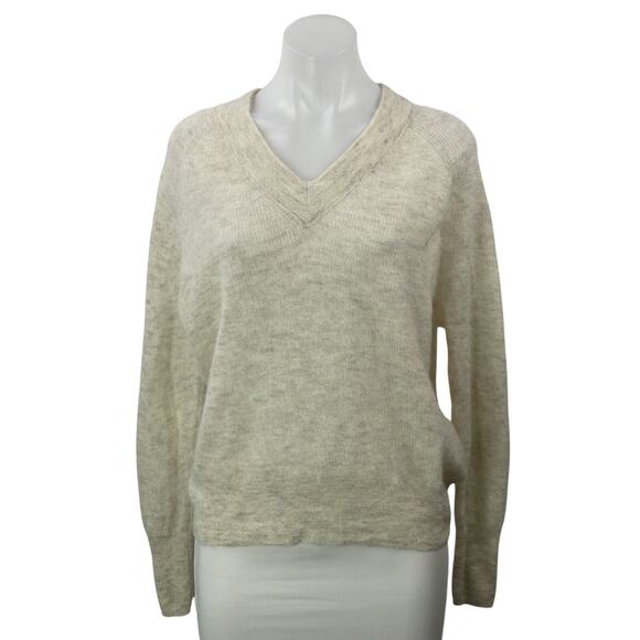 Madewell Sweaters - Madewell Women's Beige Knit Long Sleeve V Neck Pullover Sweater Top Size S